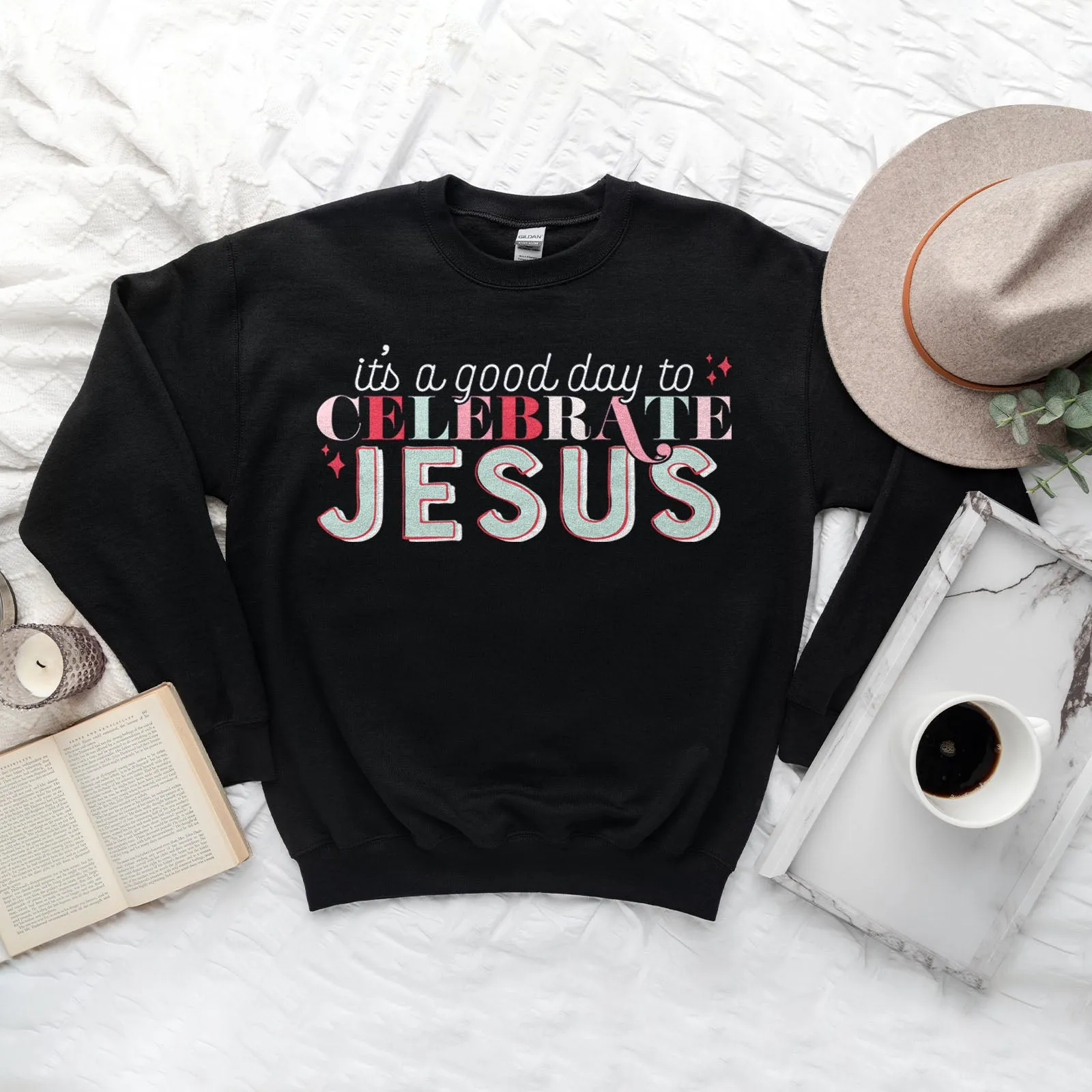 It's a Good Day To Celebrate JESUS Sweatshirt sold by Faithful and Co. product image thumbnail 2