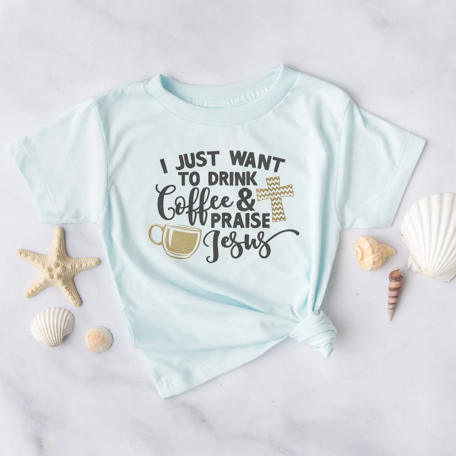 Drink Coffee & Praise Jesus Tee sold by Faithful and Co.