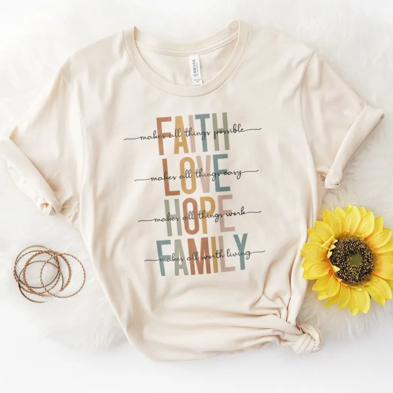 Faith Love Hope Family Tee sold by Faithful and Co.