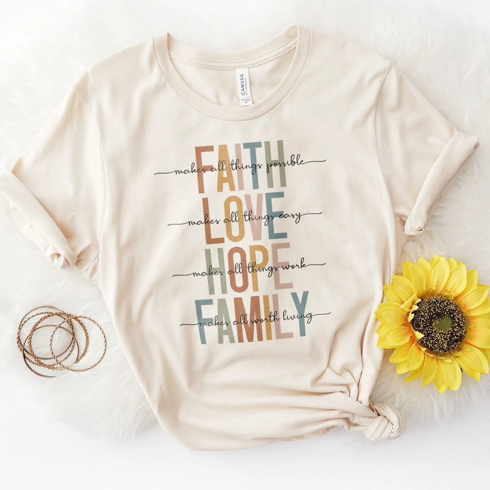 Faith Love Hope Family Tee sold by Faithful and Co.