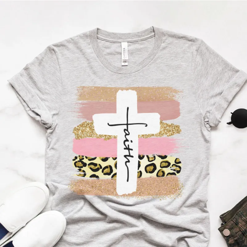 Faith Cross Paint Swipe Tee sold by Faithful and Co.