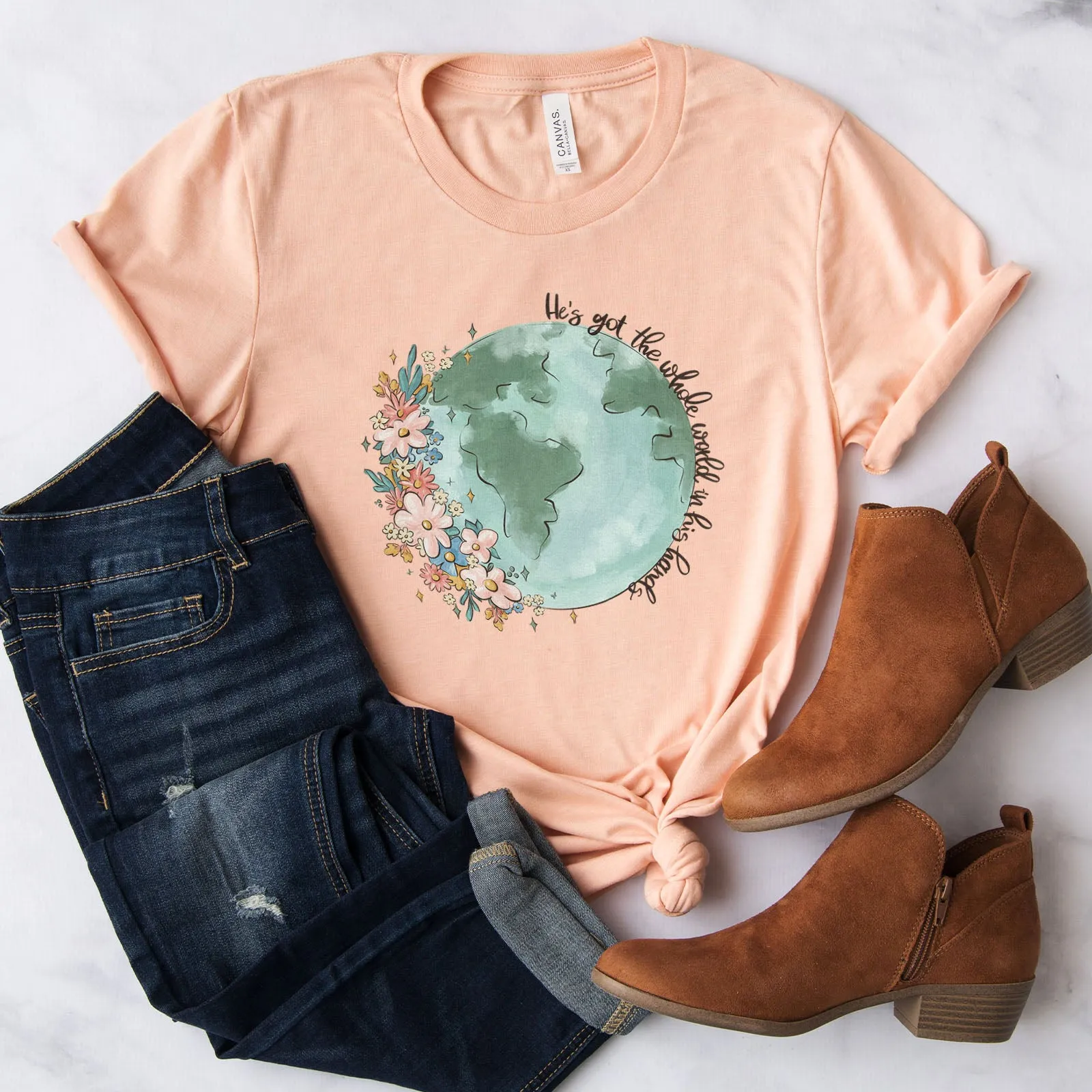He's got the whole world in His hands Tee sold by Faithful and Co. product image thumbnail 5