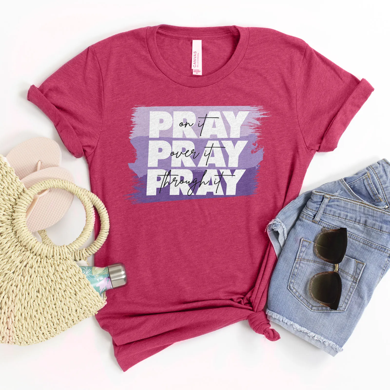 Pray On It - Purple Tee sold by Faithful and Co.
