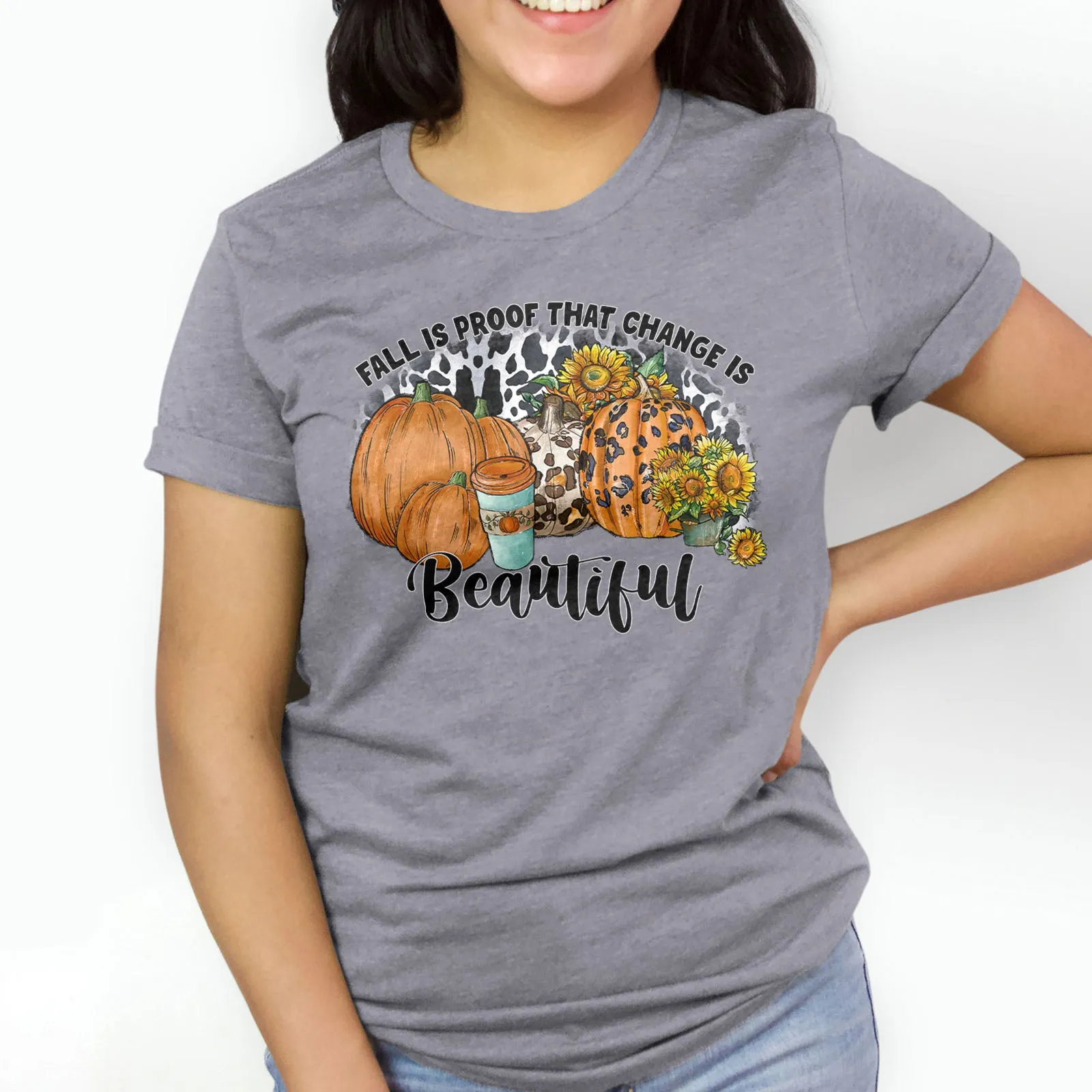 Fall Is Proof That Change Is Beautiful Leopard Tee sold by Faithful and Co. product image thumbnail 3