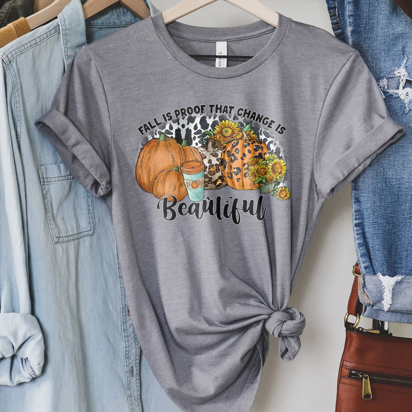 Fall Is Proof That Change Is Beautiful Leopard Tee sold by Faithful and Co. product image thumbnail 4