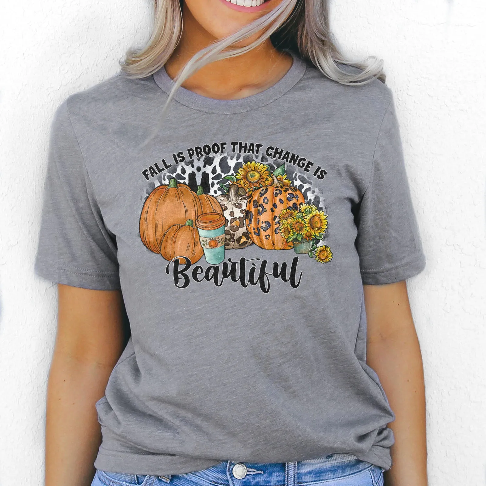 Fall Is Proof That Change Is Beautiful Leopard Tee sold by Faithful and Co. product image thumbnail 2