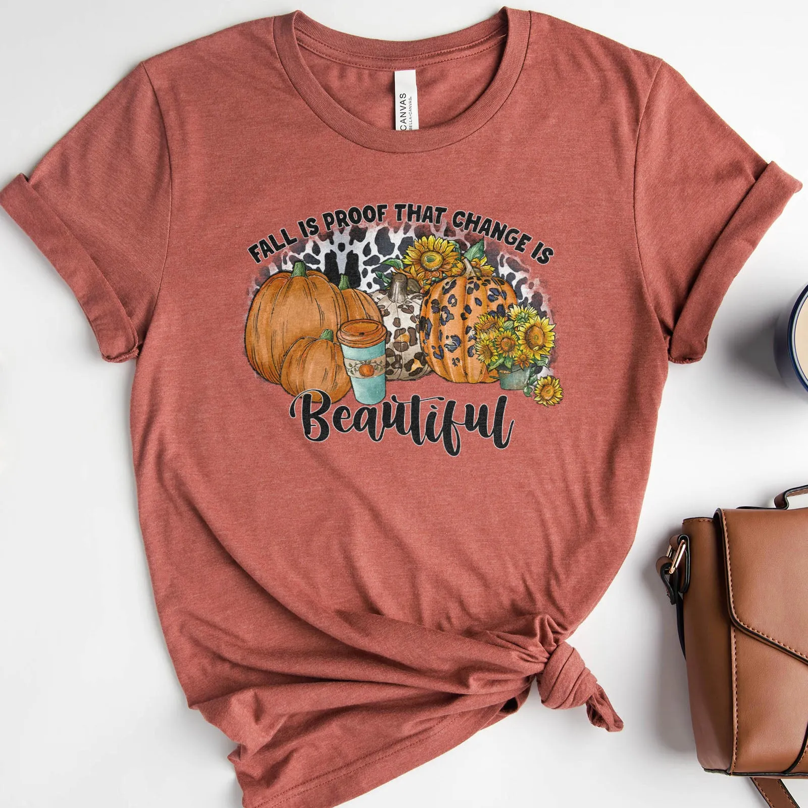 Fall Is Proof That Change Is Beautiful Leopard Tee sold by Faithful and Co. product image thumbnail 5