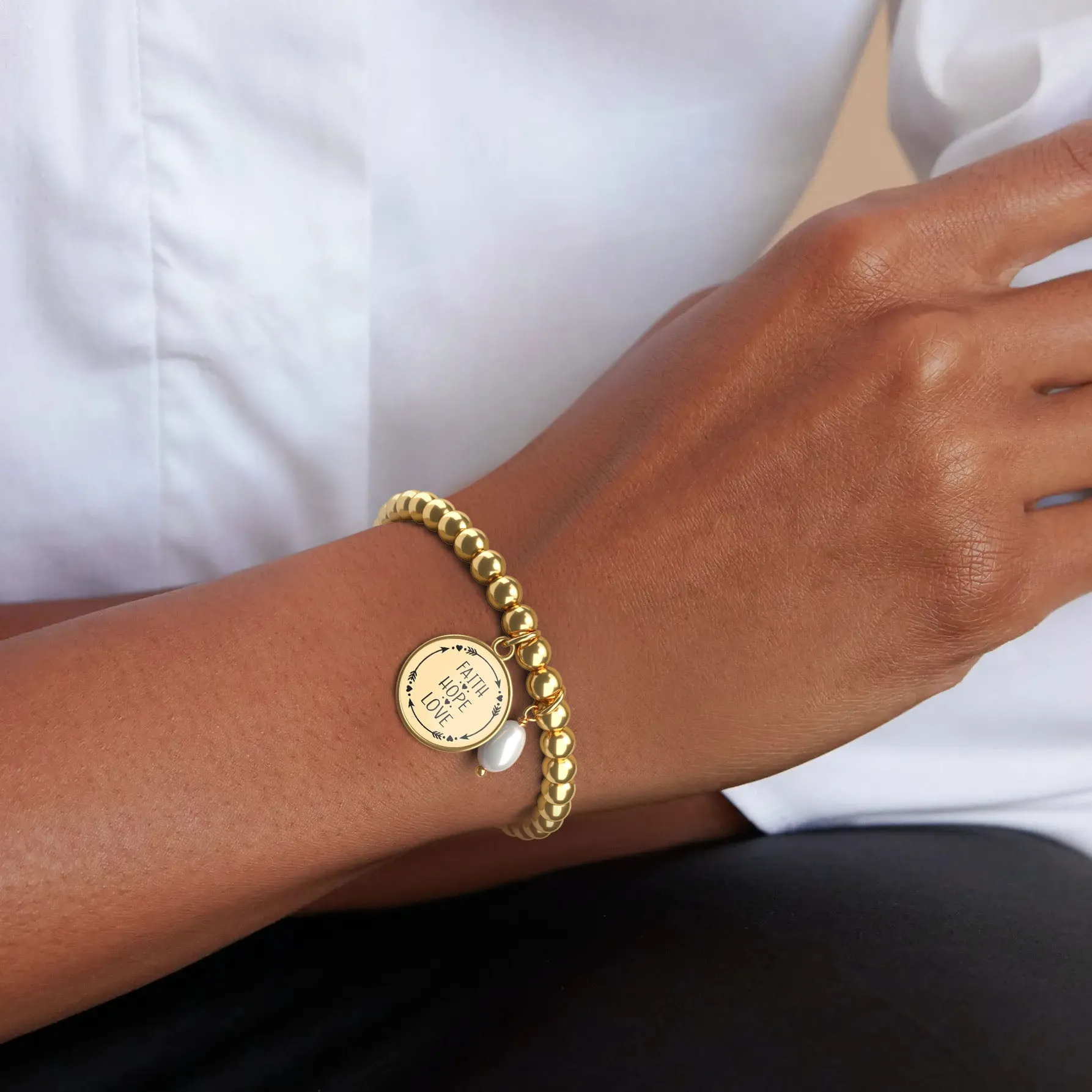 Faith Hope Love - Beaded Bracelet sold by Faithful and Co. product image thumbnail 5