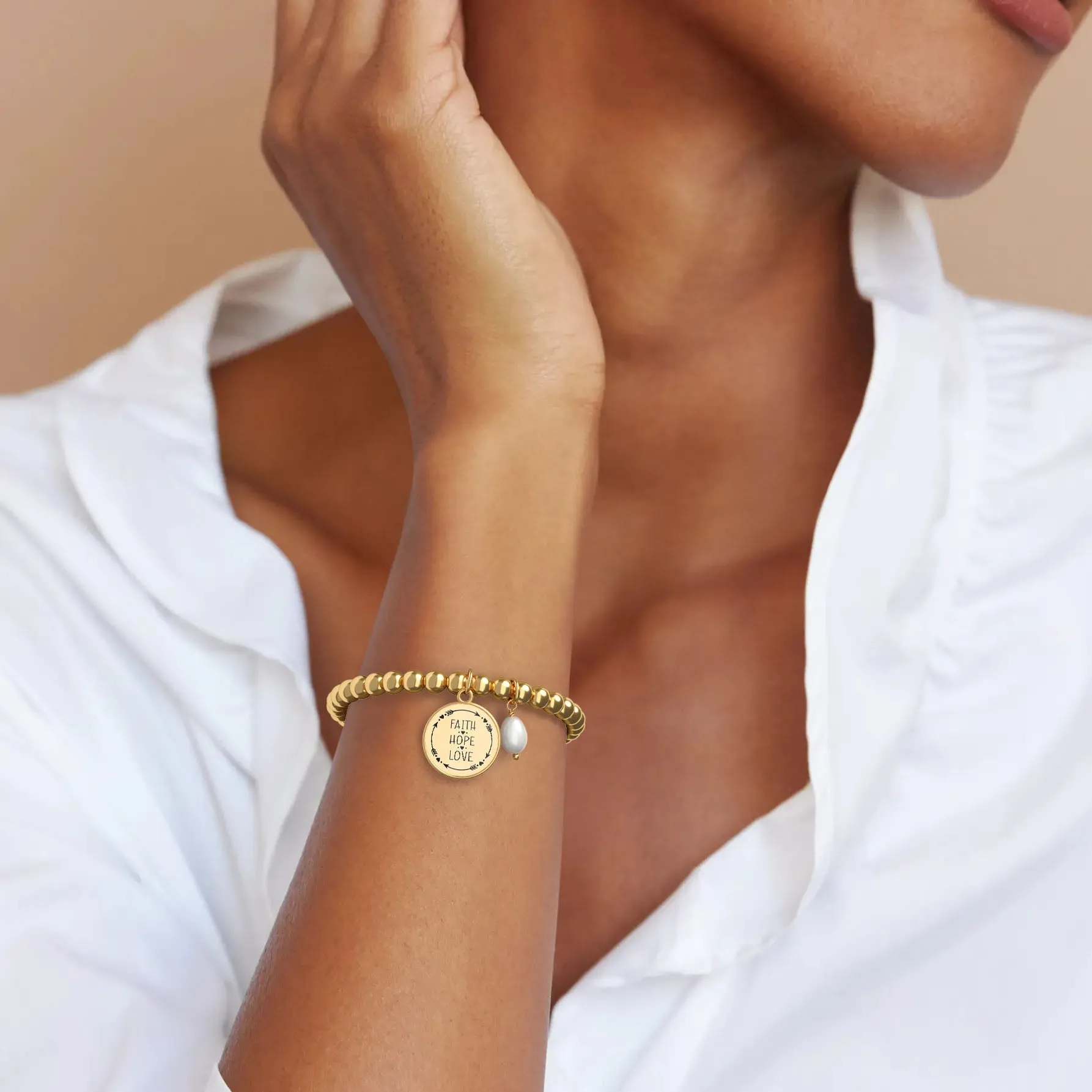 Faith Hope Love - Beaded Bracelet sold by Faithful and Co. product image thumbnail 2