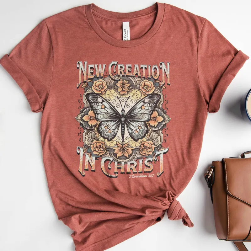 New Creation In Christ Autumn Butterfly Tee sold by Faithful and Co.