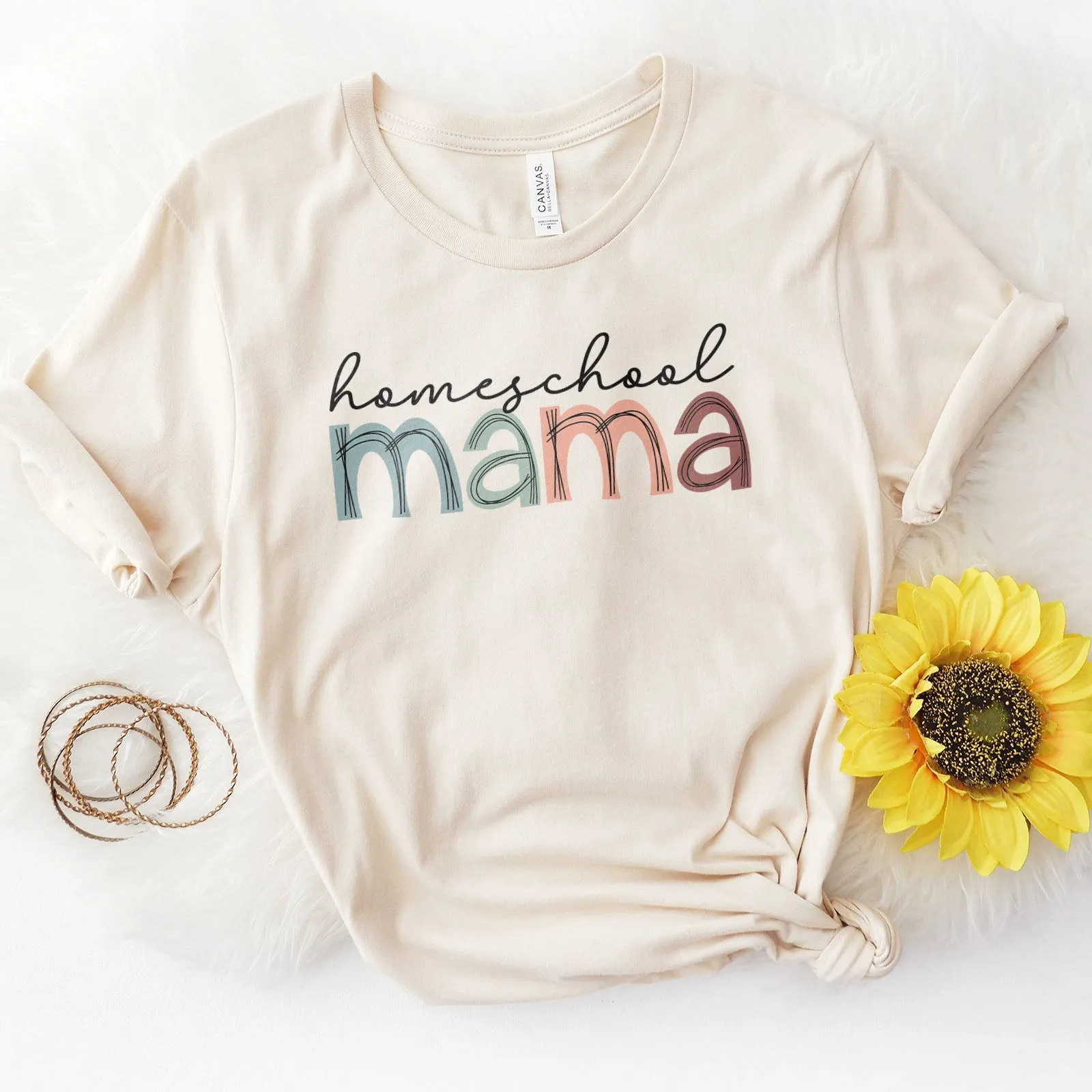 Homeschool Mama Pastel Tee sold by Faithful and Co. product image thumbnail 3
