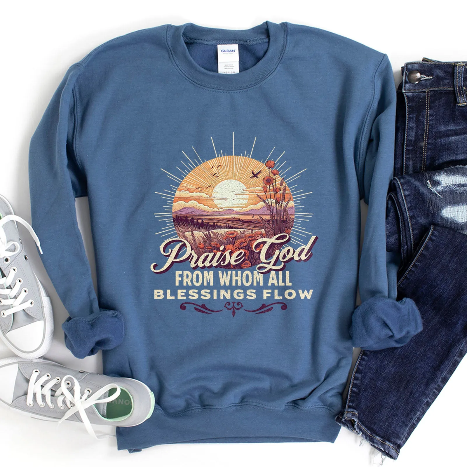 Praise God Vintage Sweatshirt sold by Faithful and Co. product image thumbnail 3