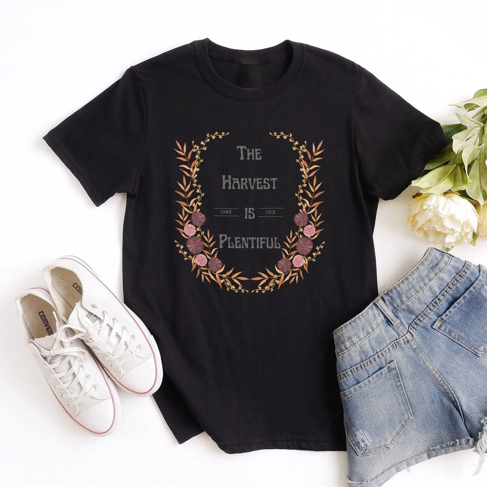 The Harvest is Plentiful - Luke 10:2 Tee sold by Faithful and Co. product image thumbnail 3