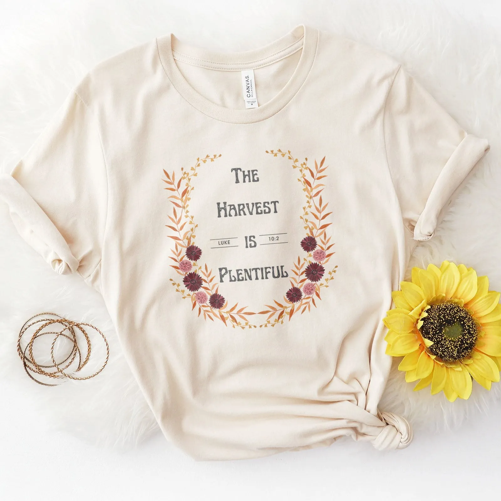 The Harvest is Plentiful - Luke 10:2 Tee sold by Faithful and Co.