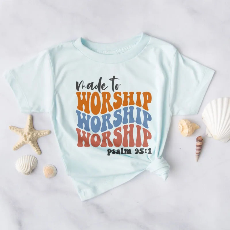 Made to Worship Psalm 95:1 - Groovy Tee sold by Faithful and Co.