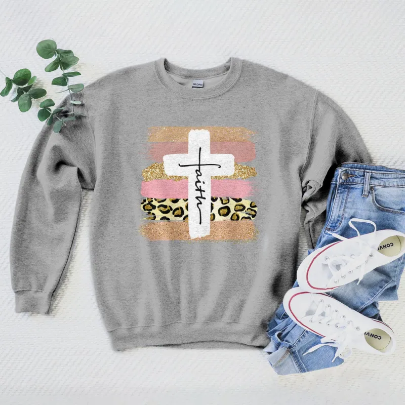 Faith Cross Paint Swipe Sweatshirt sold by Faithful and Co.