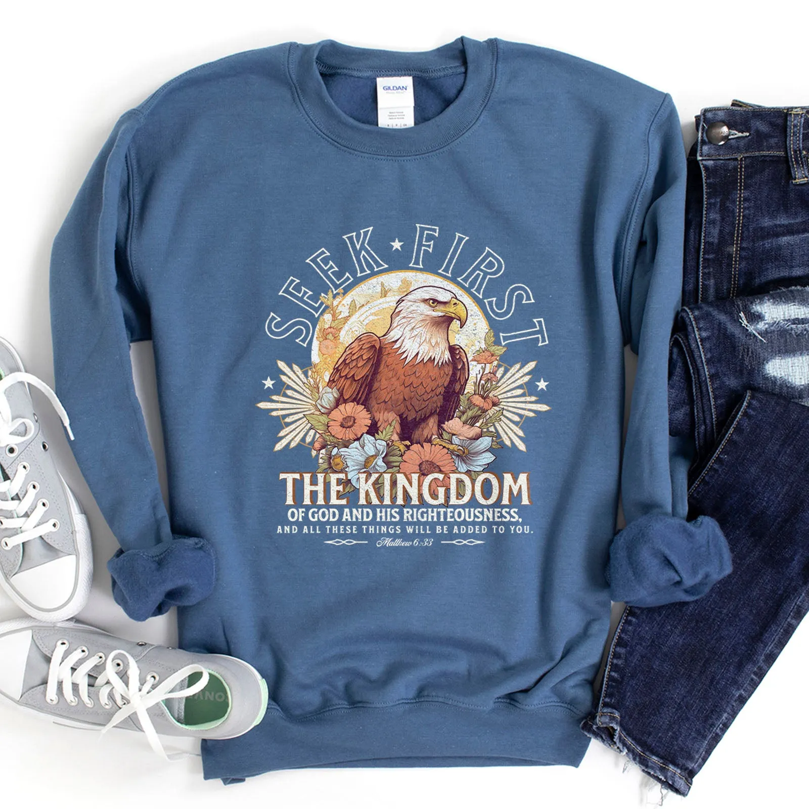 Seek First The Kingdom Of God Sweatshirt sold by Faithful and Co. product image thumbnail 3