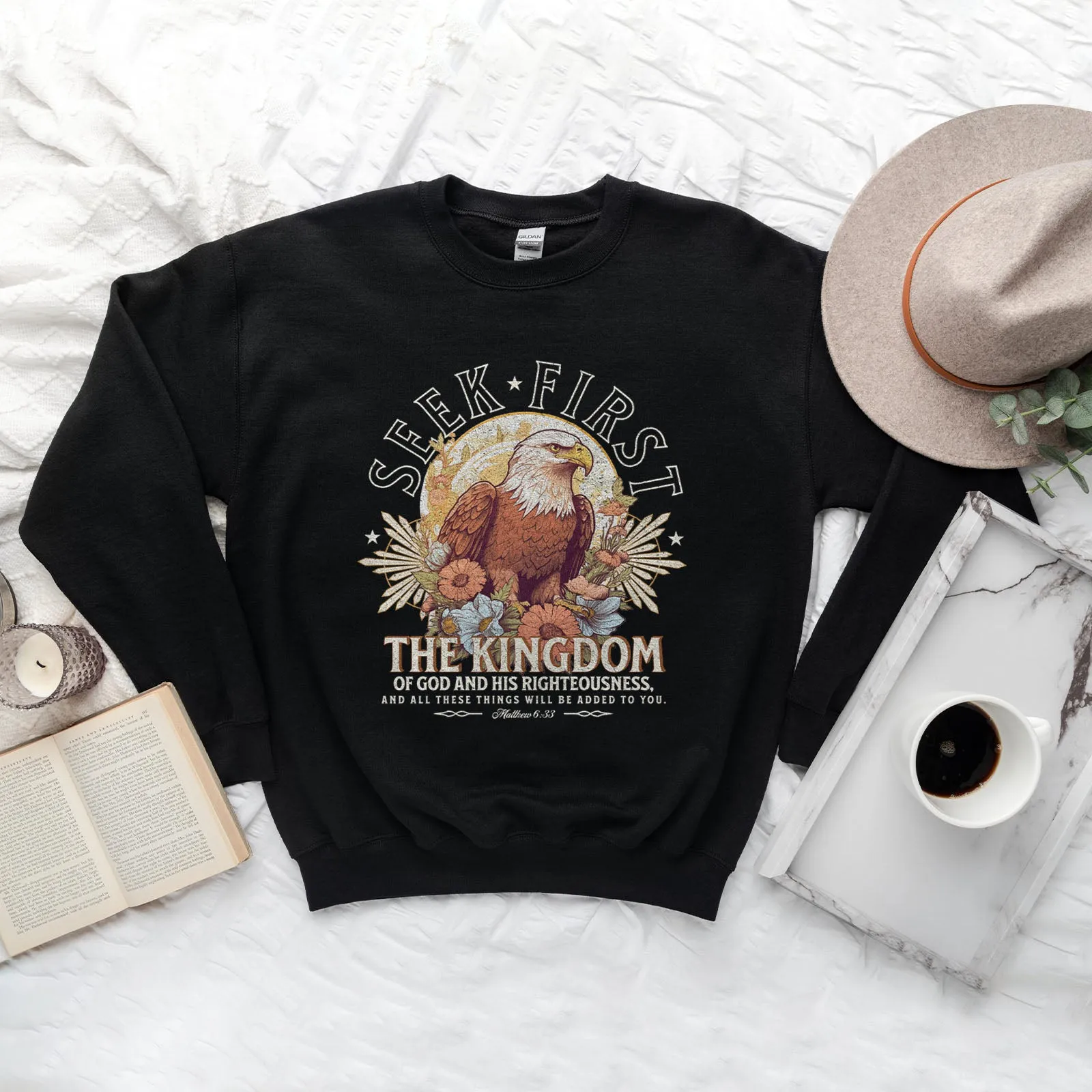 Seek First The Kingdom Of God Sweatshirt sold by Faithful and Co. product image thumbnail 2