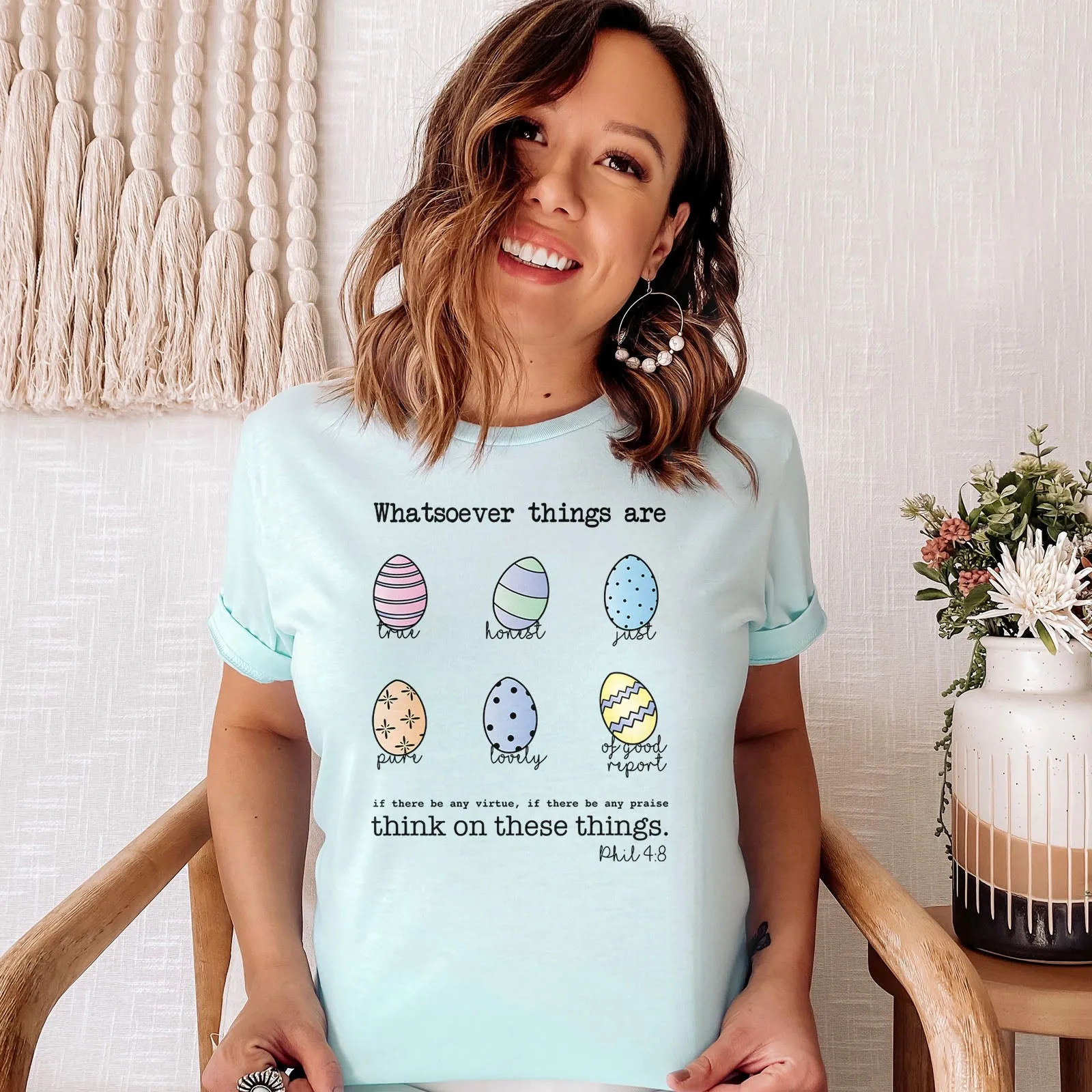 Easter Eggs Bible Verses Tee sold by Faithful and Co. product image thumbnail 5
