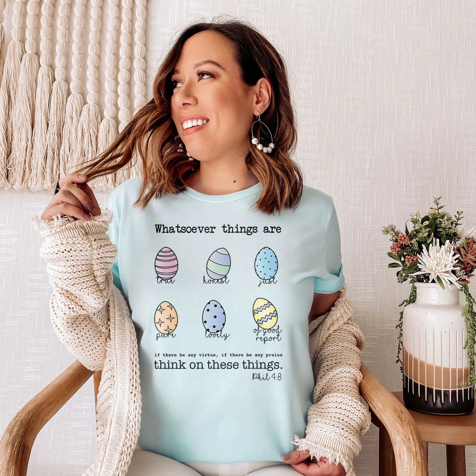 Easter Eggs Bible Verses Tee sold by Faithful and Co. product image thumbnail 4