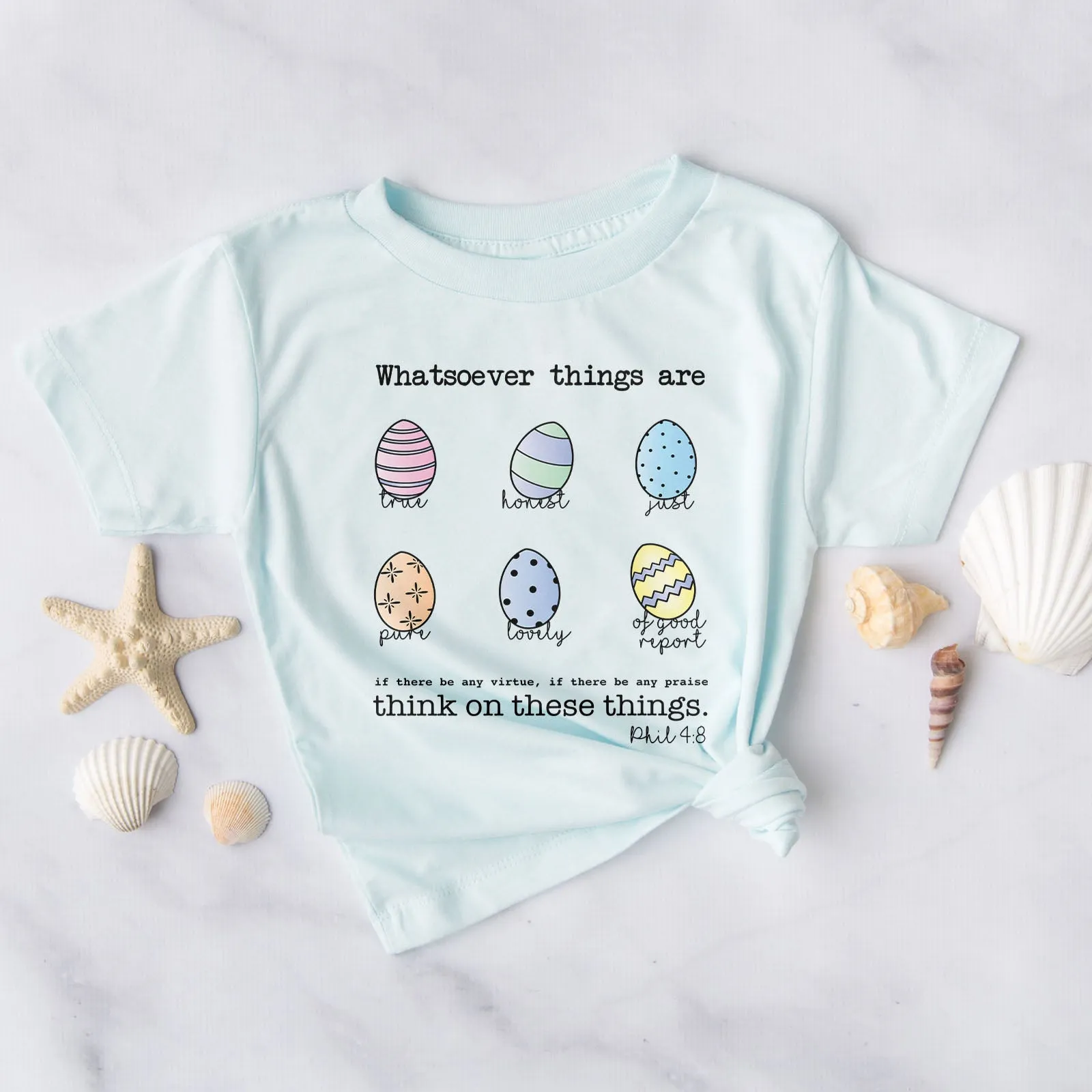 Easter Eggs Bible Verses Tee sold by Faithful and Co. product image thumbnail 3
