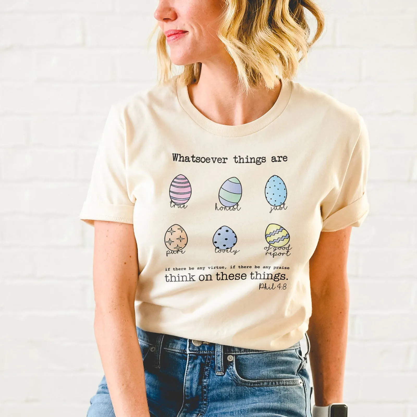 Easter Eggs Bible Verses Tee sold by Faithful and Co. product image thumbnail 2