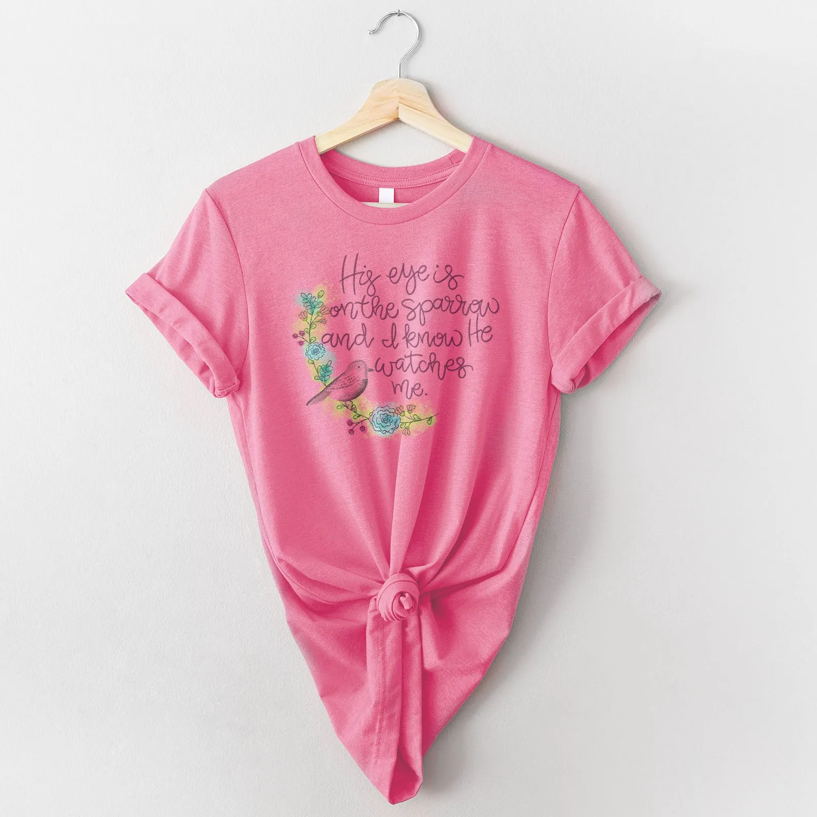 His Eye Is On The Sparrow Tee sold by Faithful and Co. product image thumbnail 4