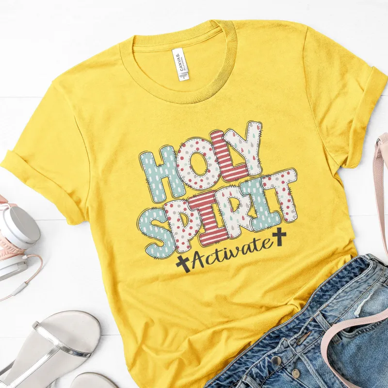 Holy Spirit Activate Patchwork Tee sold by Faithful and Co.