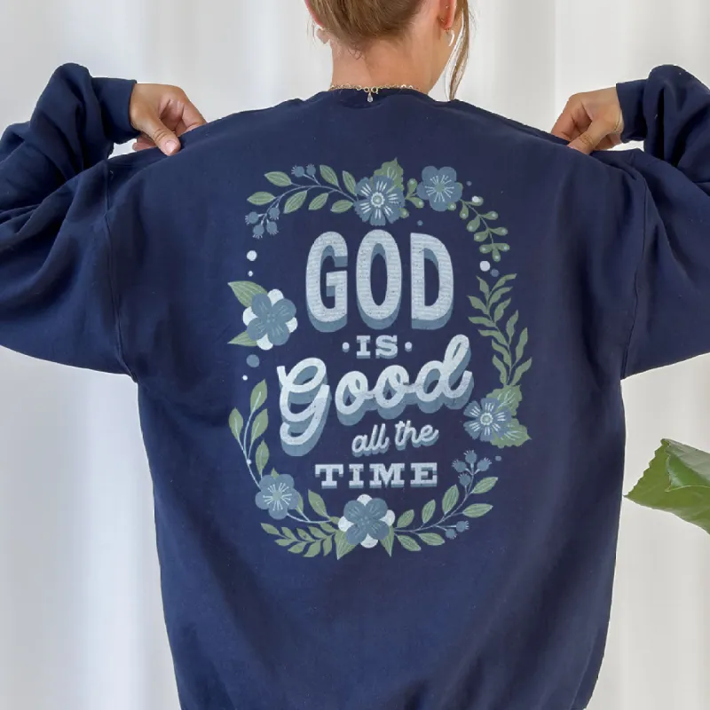 God Is Good Floral Back Print Sweatshirt sold by Faithful and Co.