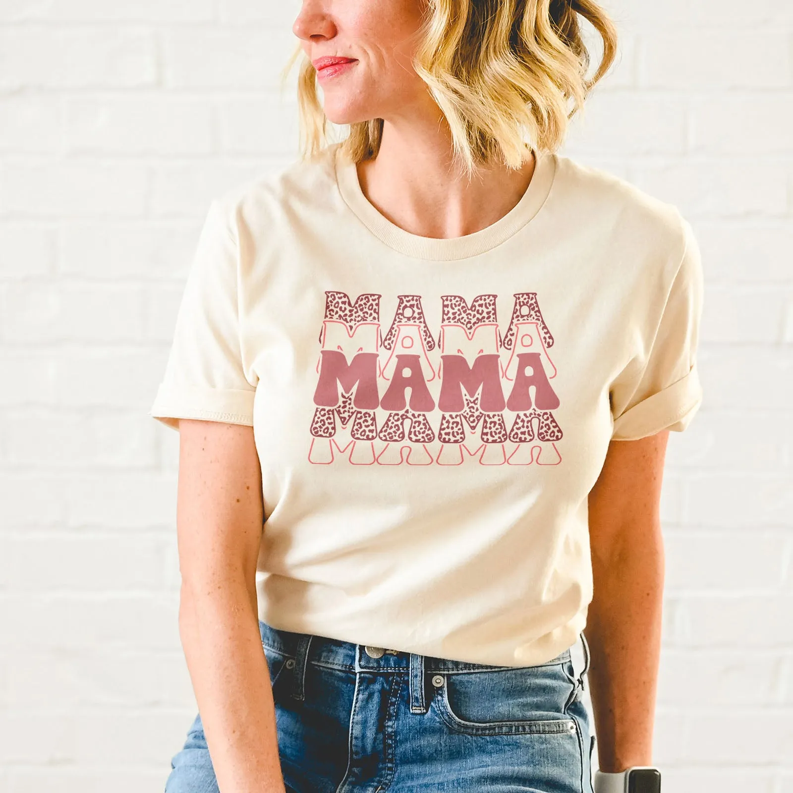 Pink Leopard Mom Life Tee sold by Faithful and Co. product image thumbnail 5