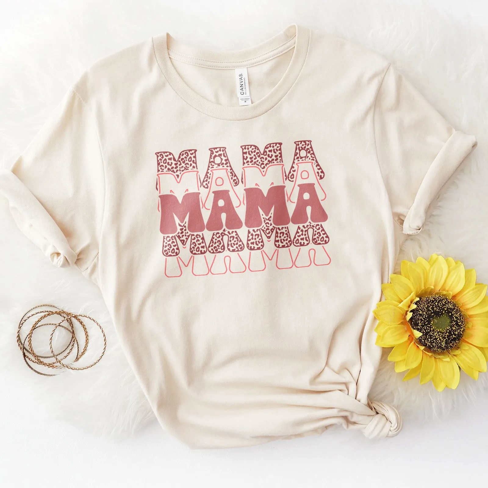 Pink Leopard Mom Life Tee sold by Faithful and Co. product image thumbnail 3