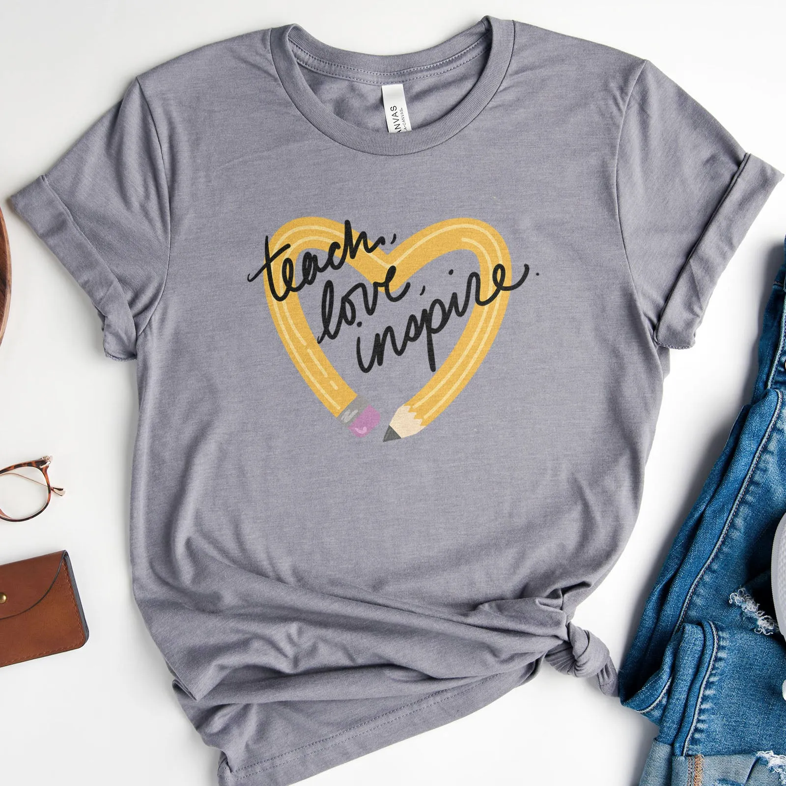 Teach Love Inspire Pencil Tee sold by Faithful and Co.