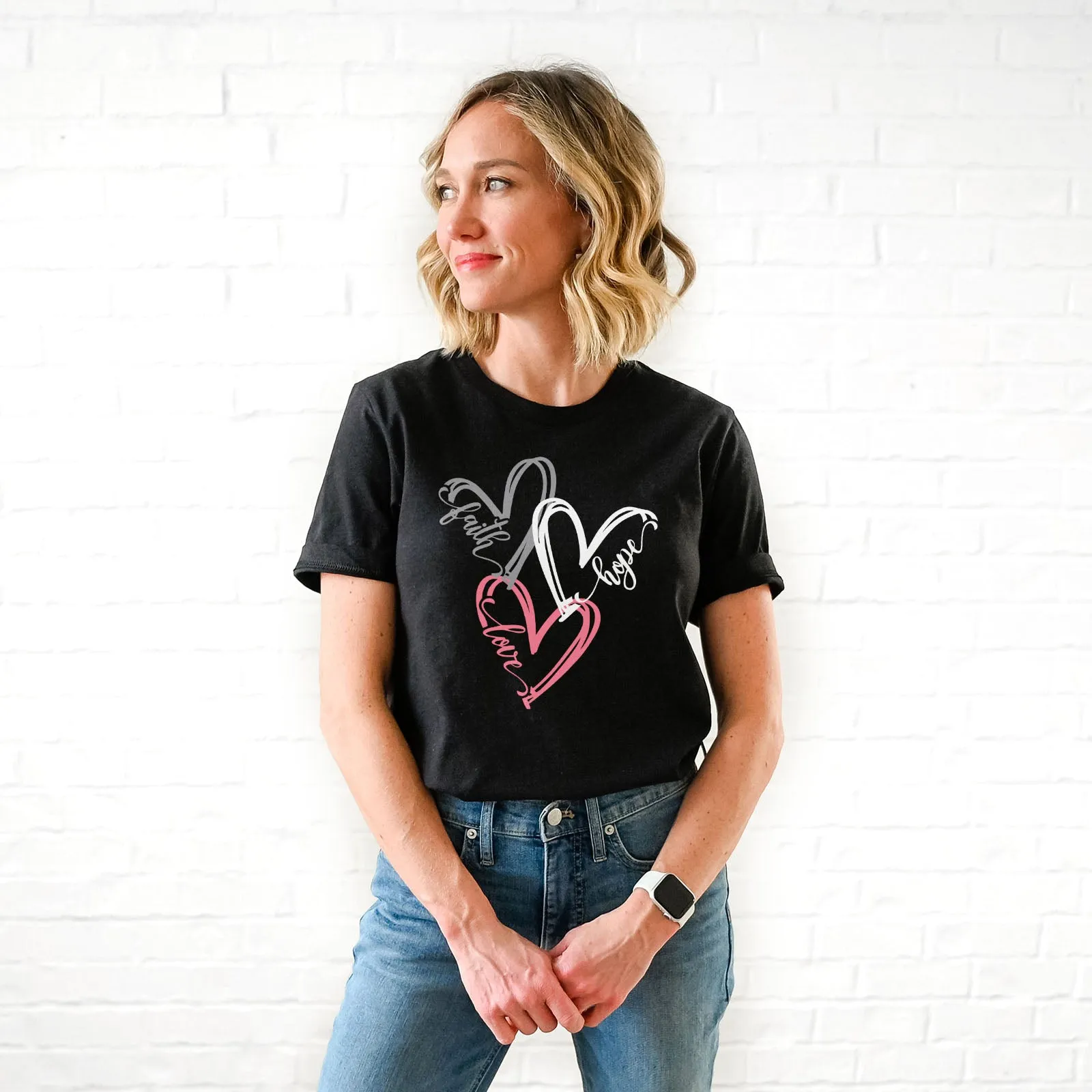 Faith Hope Love Hearts Tee sold by Faithful and Co. product image thumbnail 2