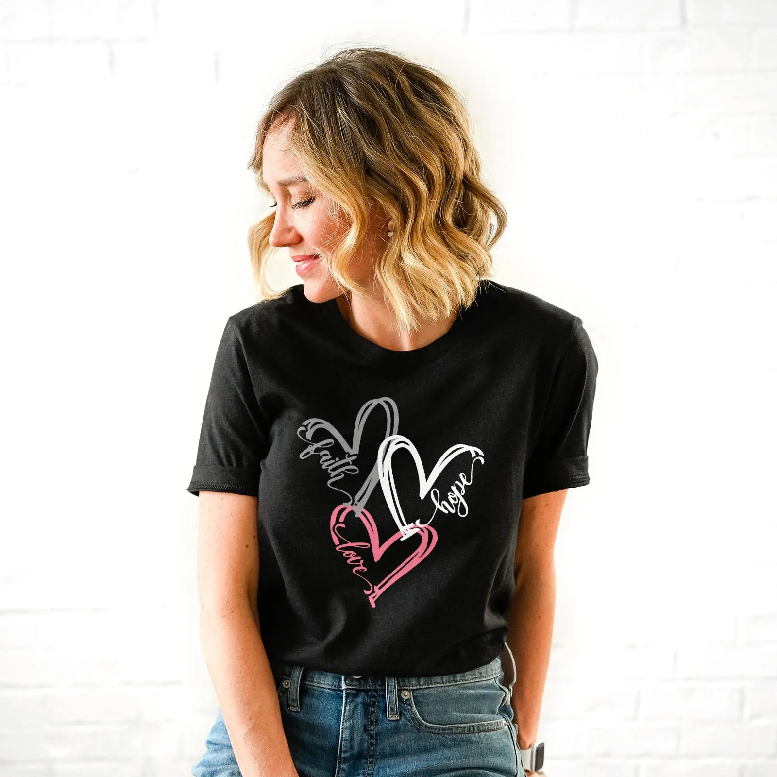 Faith Hope Love Hearts Tee sold by Faithful and Co. product image thumbnail 3