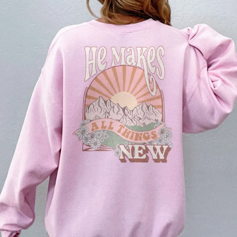 Makes All Things New Summer Back Print Sweatshirt sold by Faithful and Co.