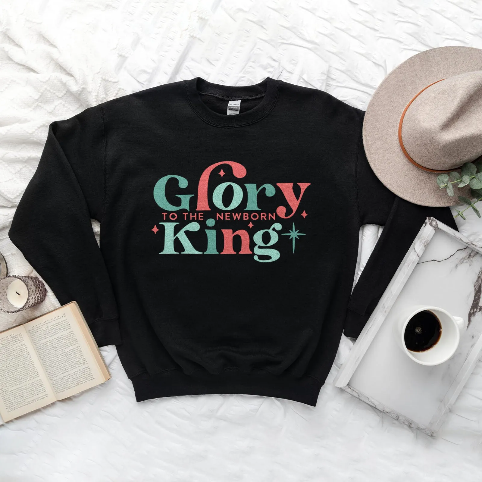 Glory To The Newborn King Retro Sweatshirt sold by Faithful and Co.