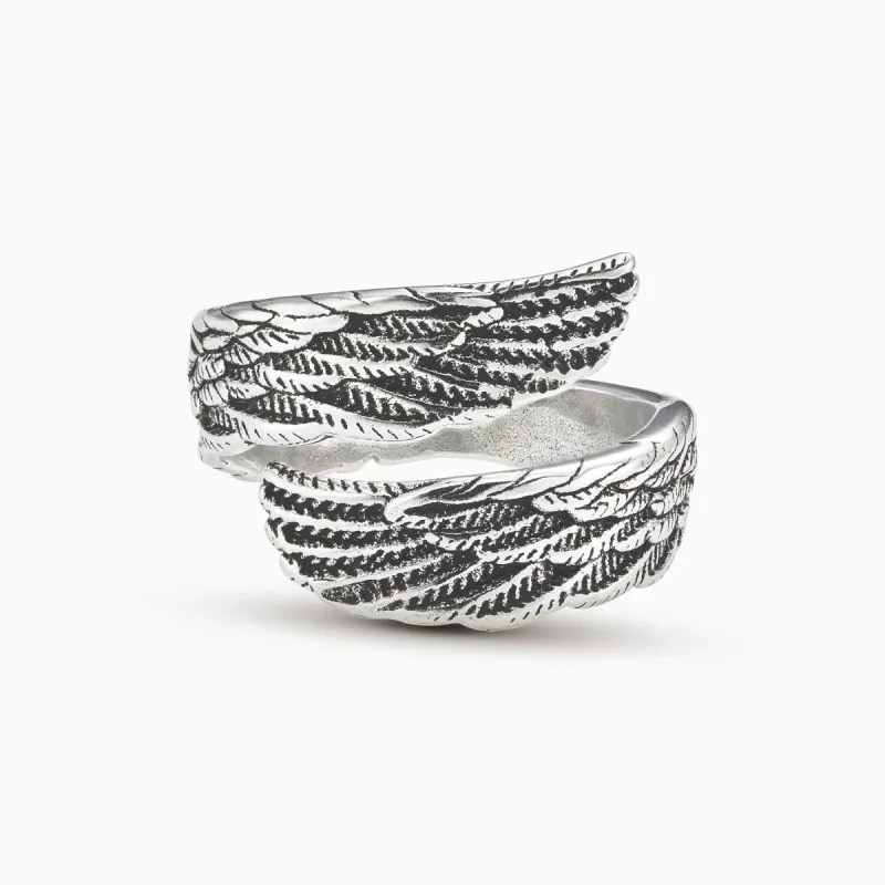 Angel Wings Adjustable Sterling Silver Ring sold by Faithful and Co.