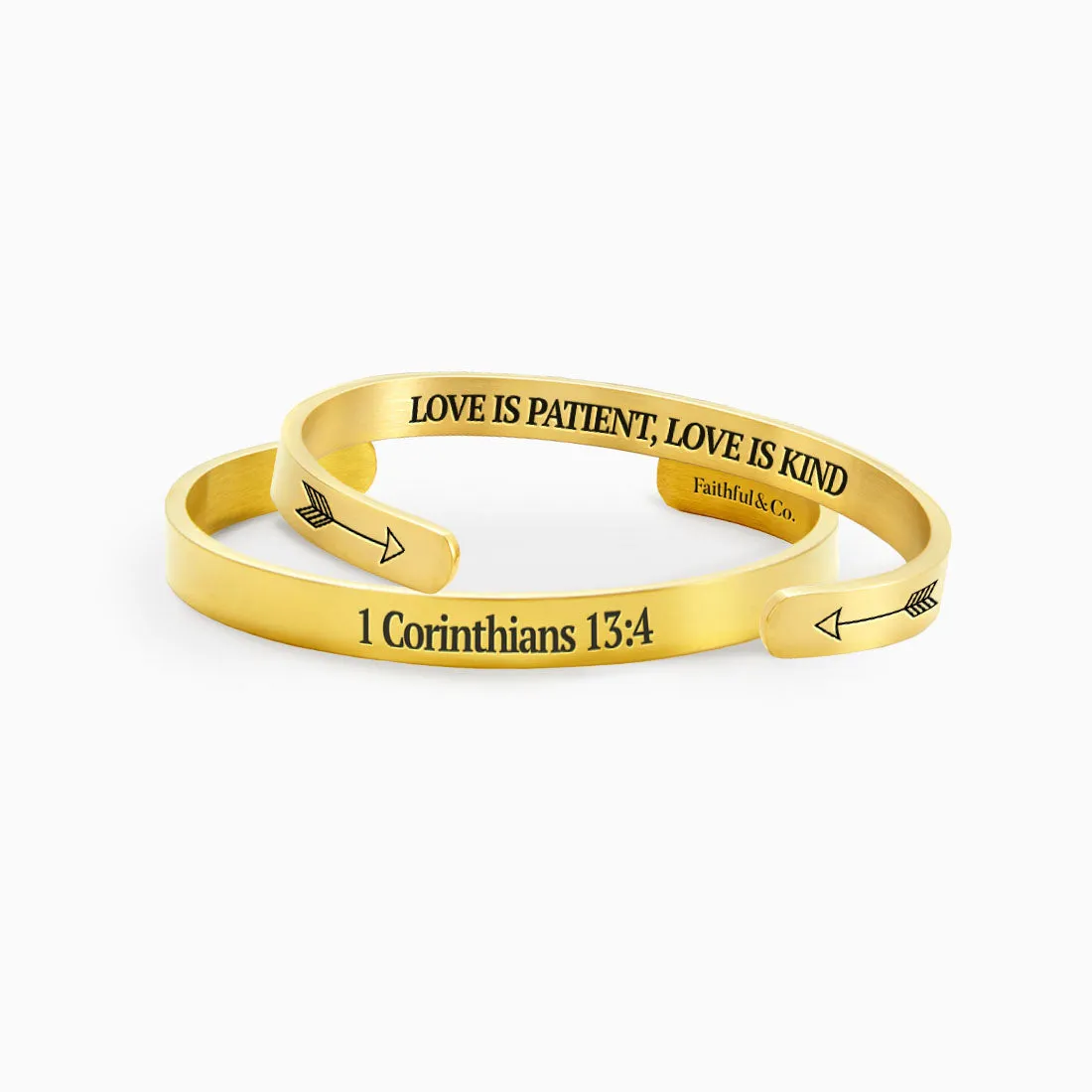 1 Corinthians 13:4 Love Is Kind Cuff Bracelet sold by Faithful and Co.