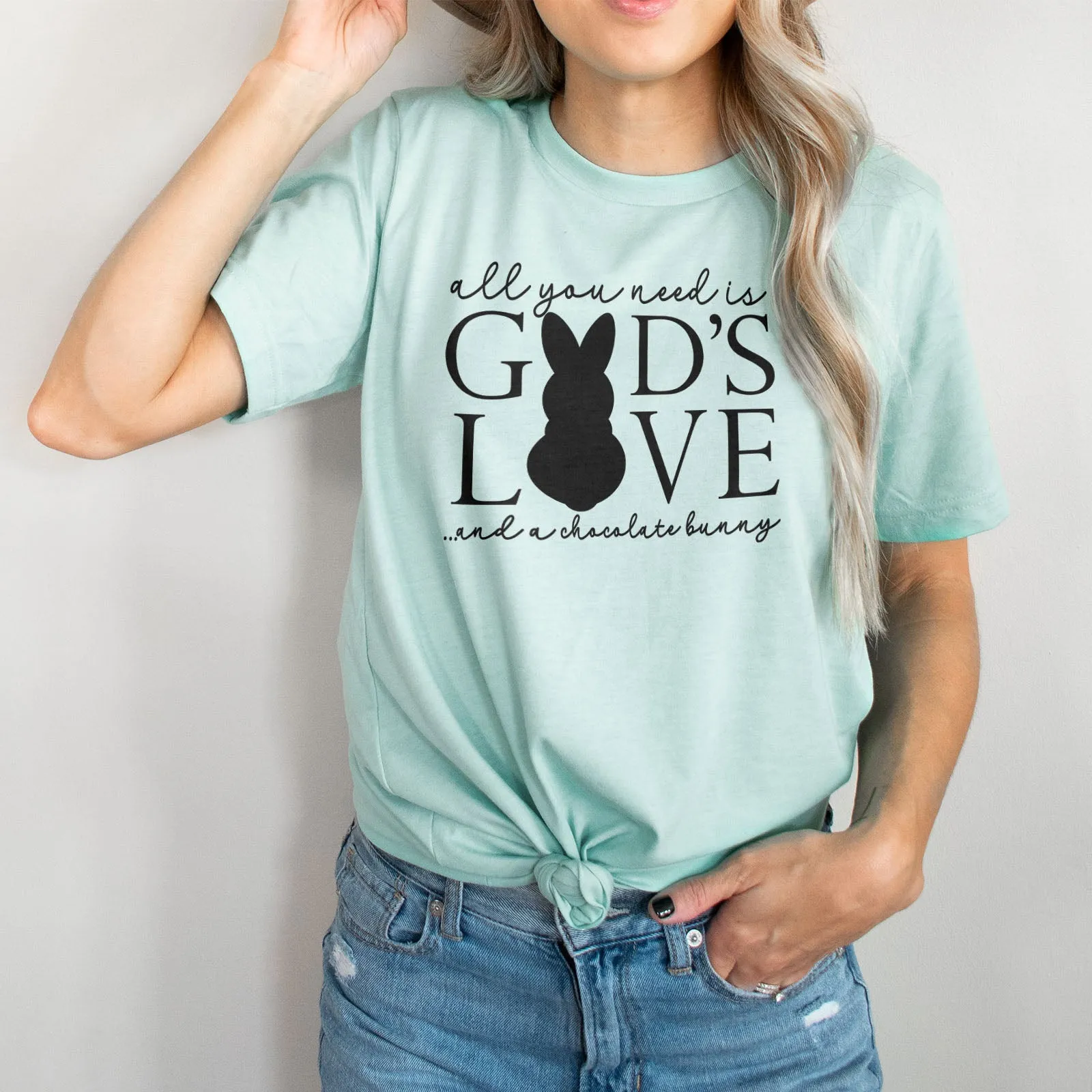 God's Love & Chocolate Bunny Tee sold by Faithful and Co. product image thumbnail 3