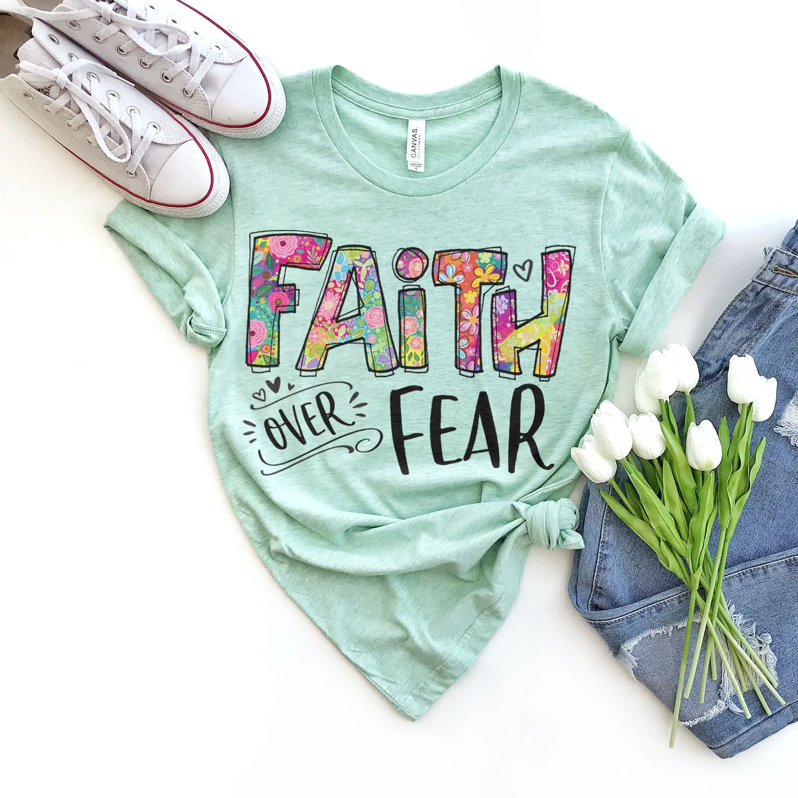 Faith Over Fear Tee sold by Faithful and Co.