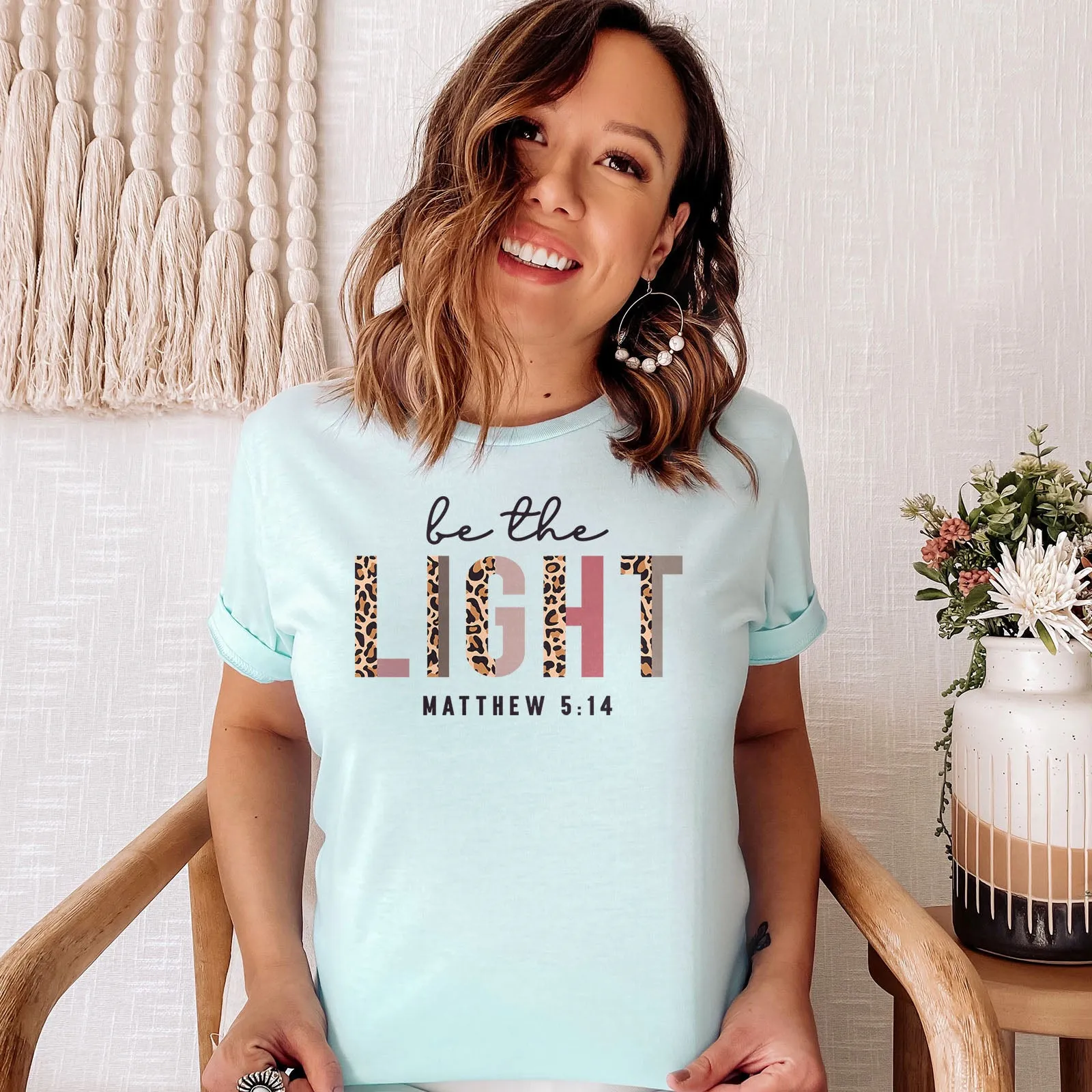 Be The Light Half Leopard Tee sold by Faithful and Co. product image thumbnail 4