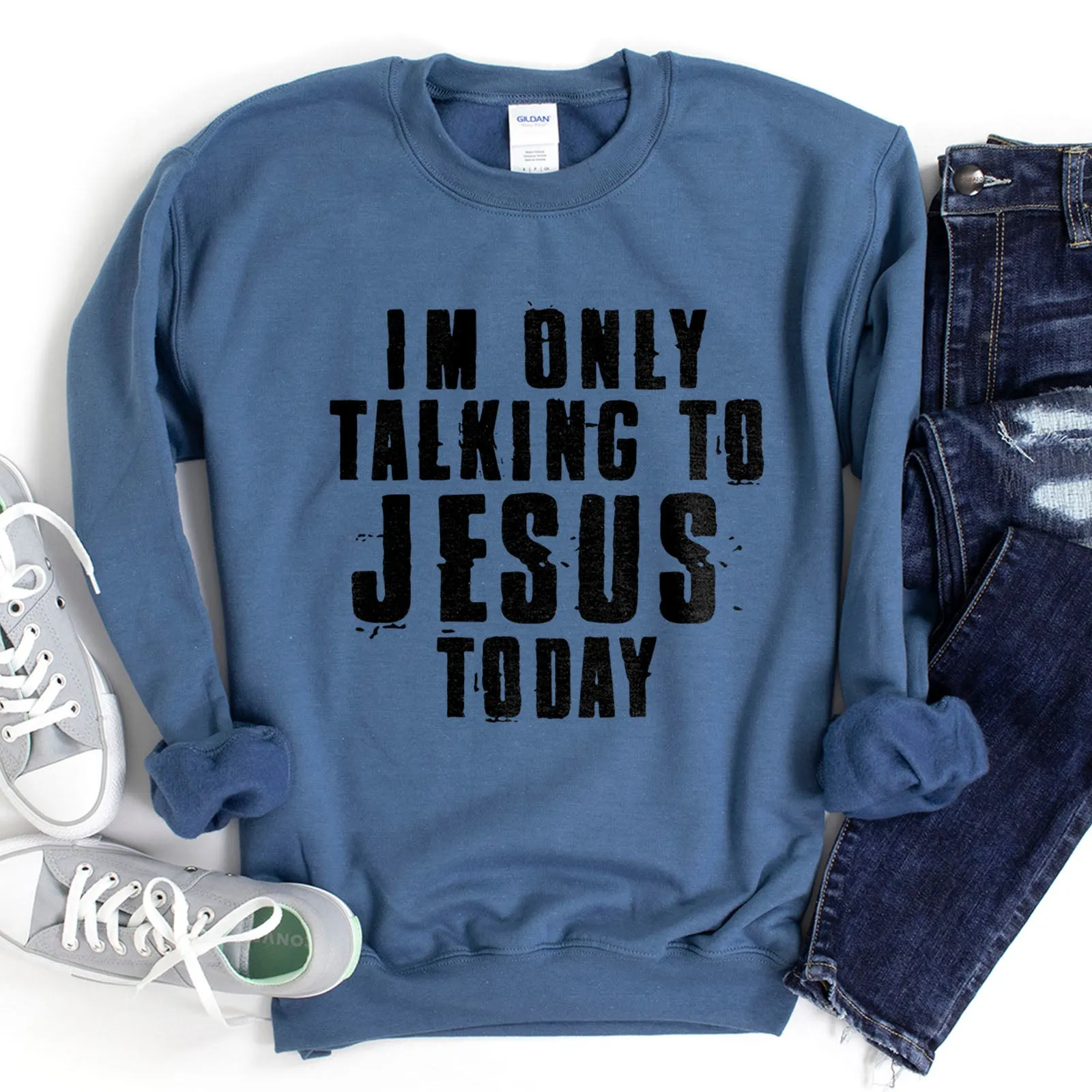 I'm Only Talking To Jesus Today Sweatshirt sold by Faithful and Co. product image thumbnail 2