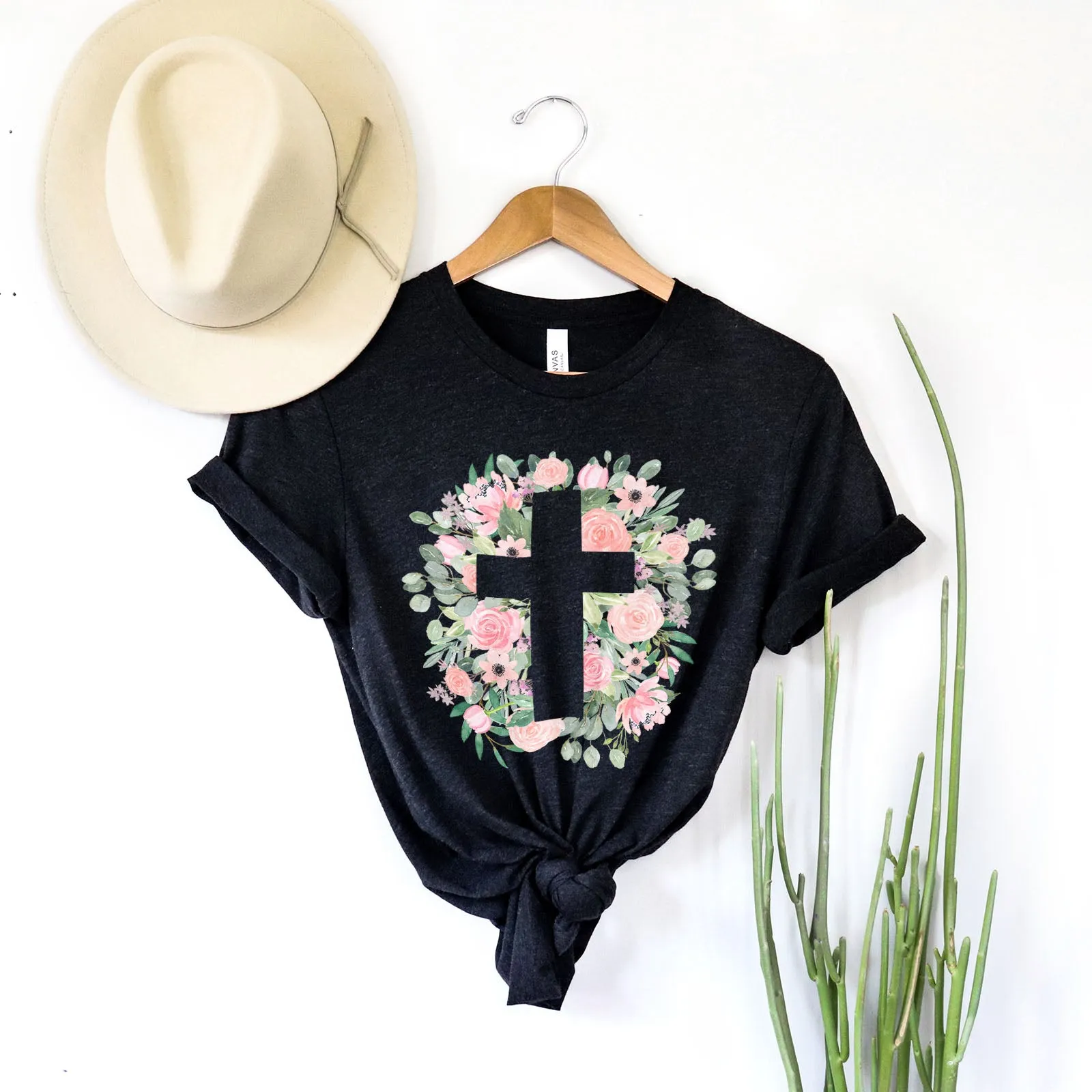 Floral Cross Silhouette Tee sold by Faithful and Co. product image thumbnail 4
