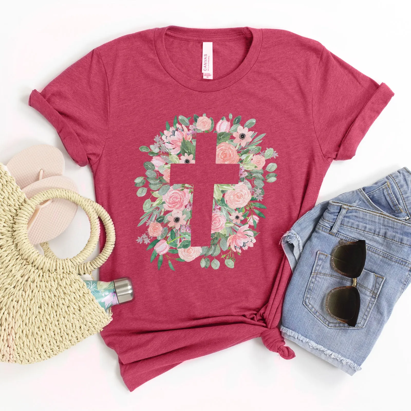 Floral Cross Silhouette Tee sold by Faithful and Co. product image thumbnail 5