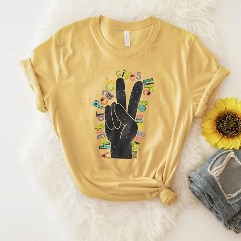 Proverbs 14:30 Heart At Peace Tee sold by Faithful and Co.