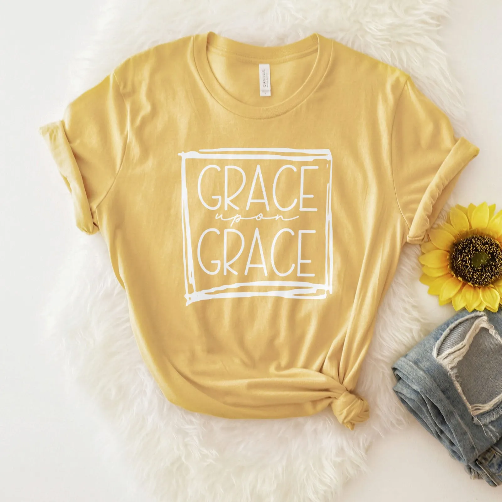 Grace Upon Grace - Square Tee sold by Faithful and Co.