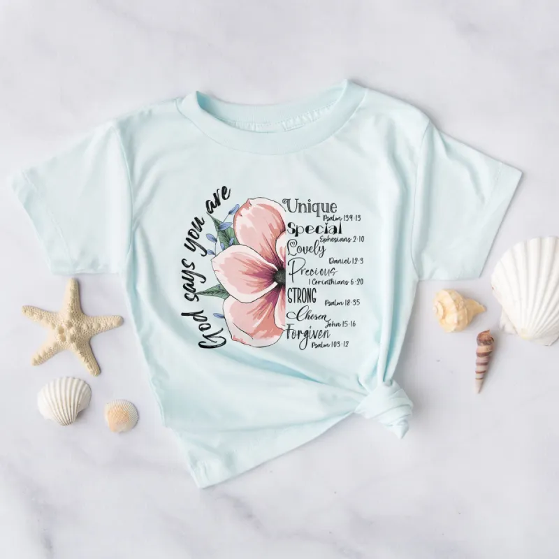 God Says You Are Floral Tee made by Faithful and Co.