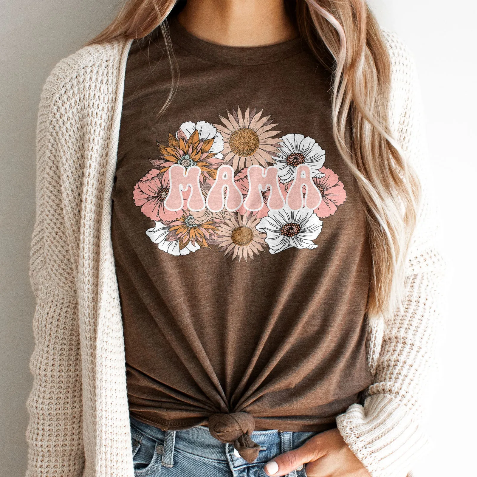 Pink Boho Floral Mama Tee sold by Faithful and Co. product image thumbnail 2