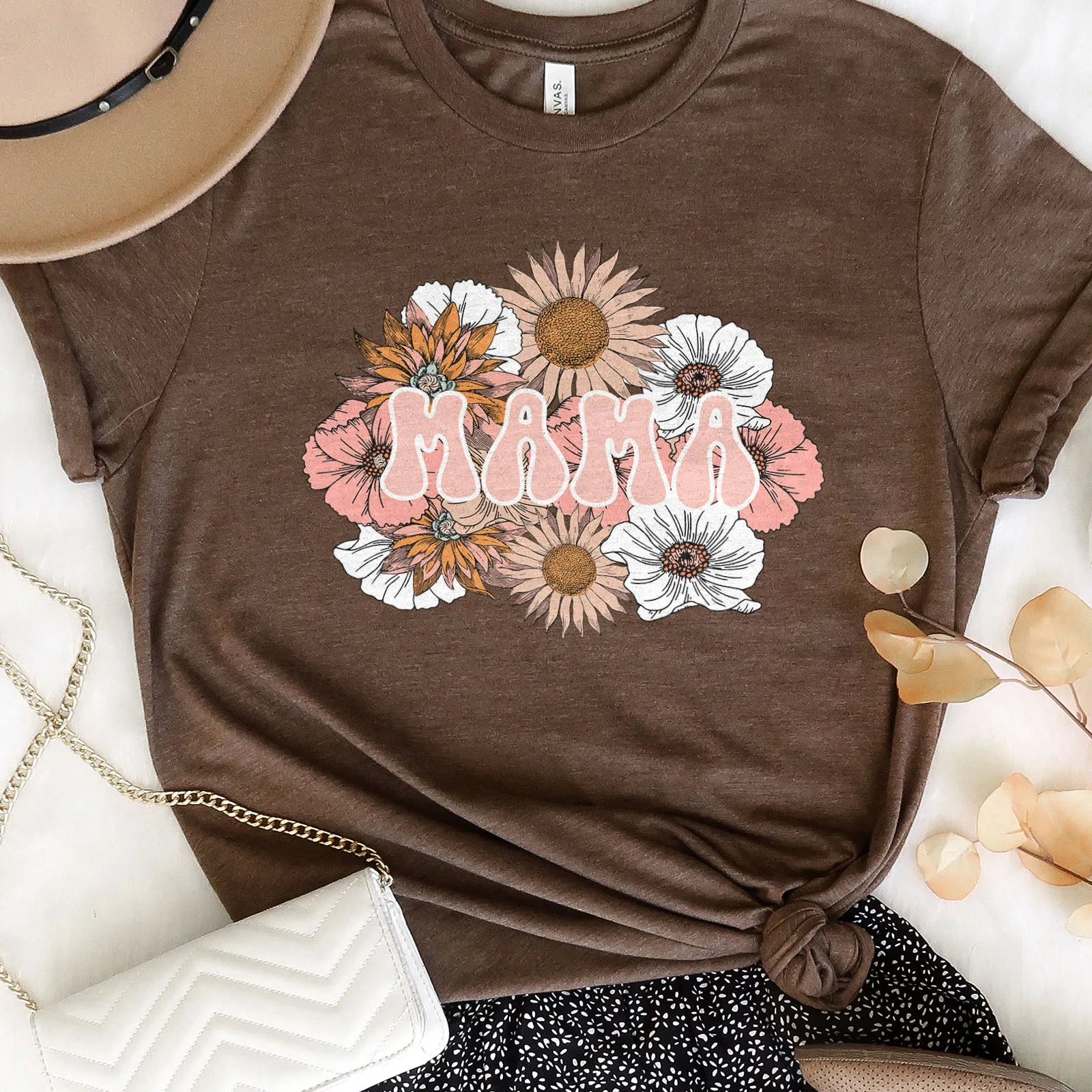 Pink Boho Floral Mama Tee sold by Faithful and Co.