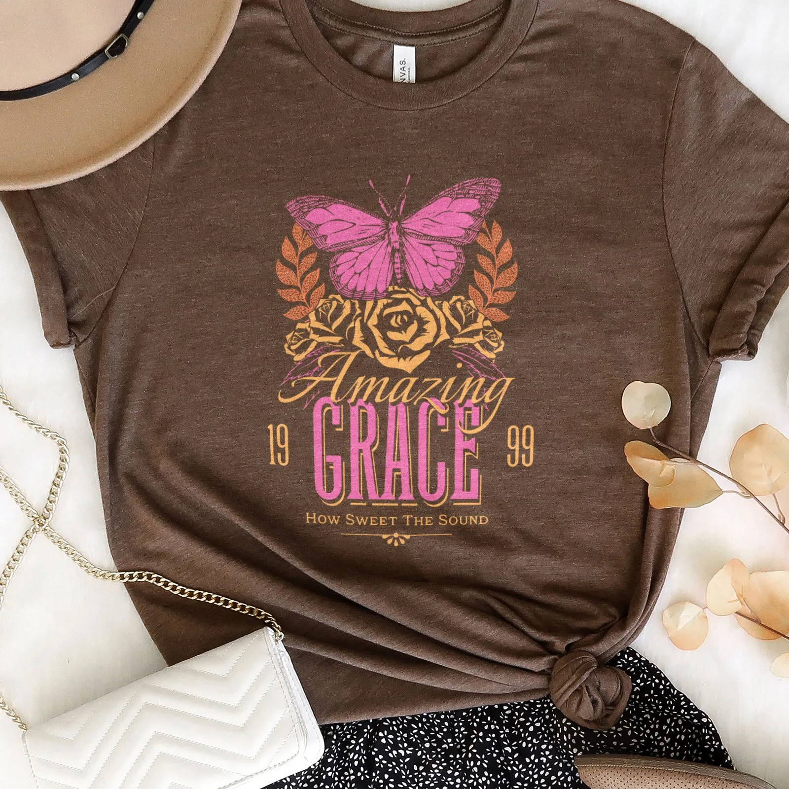 Amazing Grace Butterfly Tee sold by Faithful and Co.